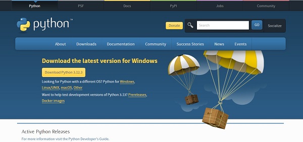 Python公式サイトにアクセス